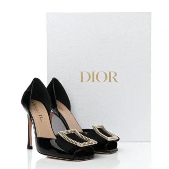 CHRISTIAN DIOR IDYLLE  black heels Size 6.5 , Full Set - Picture 1 of 12